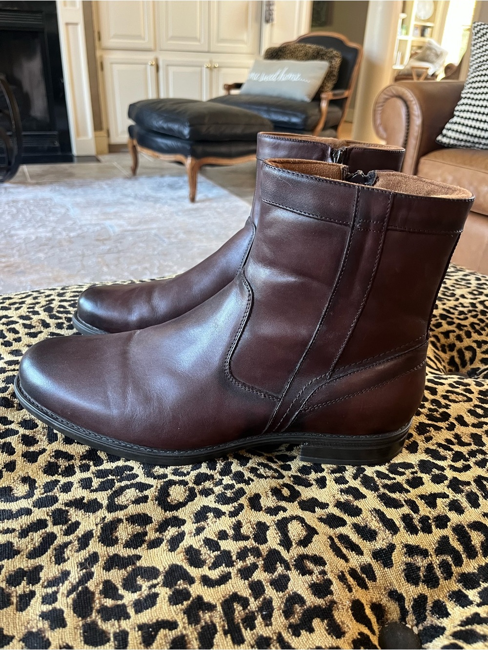 Florsheim Midtown Plain Toe Zip Boots Brown Leather Comfortech SZ 10.5 EEE